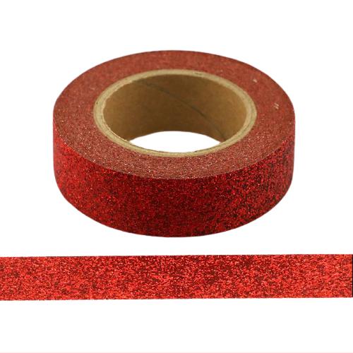 Red Glitter Washi Tape (1 Roll)-1 Roll-DiamondArt.ca