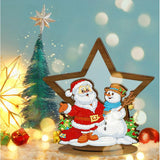 Faux Wood Christmas Tabletop Decoration-Santa & Frosty-DiamondArt.ca