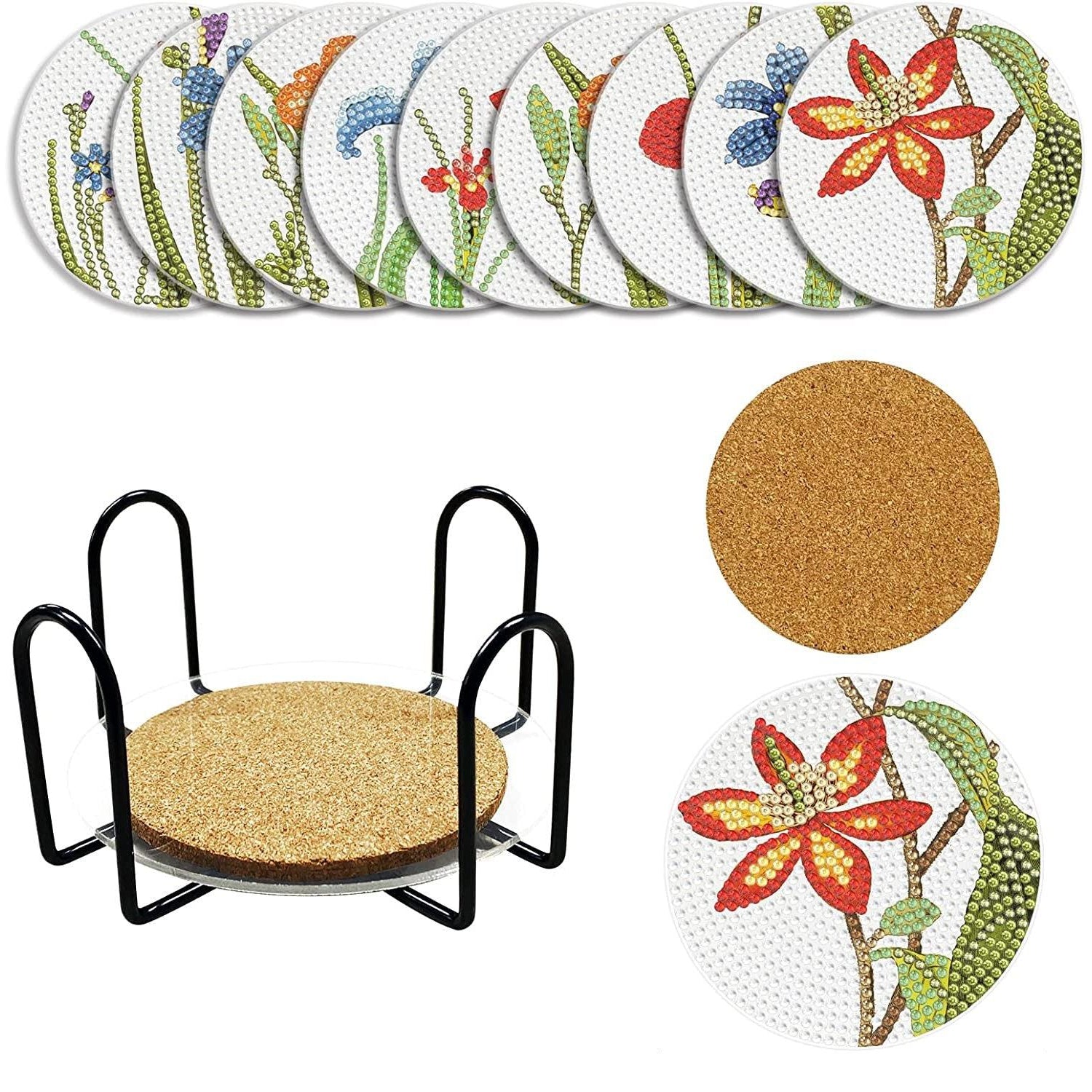 Spring Flowers Coaster Set (9 pieces)-Special-DiamondArt.ca