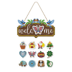 Acrylic Welcome Sign with Changeable Accent Plates-Special-DiamondArt.ca