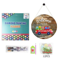 Red Truck Metal Welcome Sign with Changeable Accent Plates-Red Truck-DiamondArt.ca