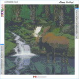 Woodland Moose by Chris Dobrowolski-45x45cm-Round-DiamondArt.ca